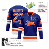 Custom Royal Orange-White Hockey Lace Neck Jersey