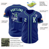 Custom Royal White-Kelly Green Authentic Baseball Jersey