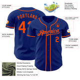 Custom Royal Orange Authentic Baseball Jersey