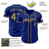 Custom Royal Old Gold Authentic Baseball Jersey