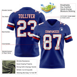 Custom Royal White-Red Mesh Authentic Football Jersey