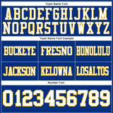 Custom Royal White-Gold Mesh Authentic Football Jersey