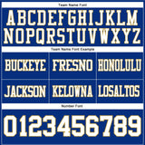 Custom Royal White-Old Gold Mesh Authentic Football Jersey