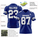 Custom Royal White-Gray Mesh Authentic Football Jersey