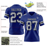 Custom Royal Gray-Black Mesh Authentic Football Jersey