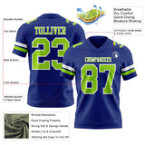Custom Royal Neon Green-White Mesh Authentic Football Jersey