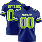 Custom Royal Neon Green-White Mesh Authentic Football Jersey