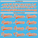 Custom Sky Blue Orange-White Hockey Lace Neck Jersey