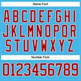 Custom Sky Blue Red-White Hockey Lace Neck Jersey
