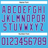 Custom Sky Blue Purple-White Hockey Lace Neck Jersey