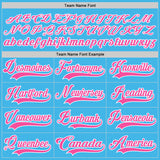 Custom Sky Blue Pink-White Hockey Lace Neck Jersey