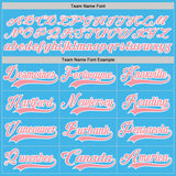 Custom Sky Blue Medium Pink-White Hockey Lace Neck Jersey