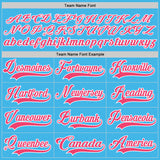 Custom Sky Blue Neon Pink-White Hockey Lace Neck Jersey