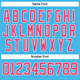 Custom Sky Blue Neon Pink-White Hockey Lace Neck Jersey