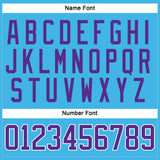 Custom Sky Blue Purple-White Hockey Jersey