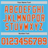 Custom Sky Blue Orange-White Authentic Basketball Jersey