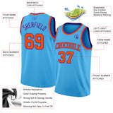 Custom Sky Blue Orange-Purple Authentic Basketball Jersey