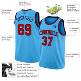 Custom Sky Blue Red-Navy Authentic Basketball Jersey