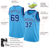 Custom Sky Blue Royal-White Authentic Basketball Jersey
