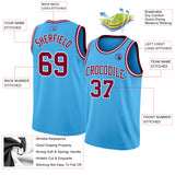 Custom Sky Blue Maroon-White Authentic Basketball Jersey