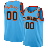 Custom Sky Blue Black-Orange Authentic Basketball Jersey