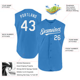 Custom Powder Blue White Authentic Sleeveless Baseball Jersey