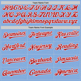Custom Light Blue Red-White Authentic Sleeveless Baseball Jersey