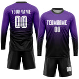 Custom Purple White-Black Sublimation Fade Fashion Soccer Uniform Jersey
