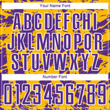 Custom Purple Gold-White Irregular Shapes Sublimation Soccer Uniform Jersey