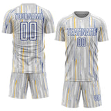 Custom Gray White-Royal Pinstripe Sublimation Soccer Uniform Jersey