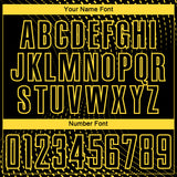 Custom Black Yellow Geometric Lines Sublimation Soccer Uniform Jersey