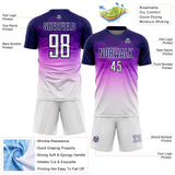 Custom Purple White Gradient Hexagons Pattern Sublimation Soccer Uniform Jersey