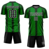Custom Grass Green Black-White Abstract Geometric Pattern Sublimation Soccer Uniform Jersey