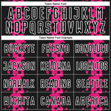Custom Black Hot Pink-White Abstract Geometric Pattern Sublimation Soccer Uniform Jersey