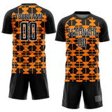 Custom Black Bay Orange-White Geometric Shapes Sublimation Soccer Uniform Jersey