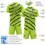 Custom Neon Green Black Lines And Dots Sublimation Soccer Uniform Jersey