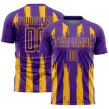 Custom Purple Gold Abstract Stripes Sublimation Soccer Uniform Jersey