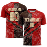 Custom Graffiti Pattern City Cream Red-Brown Scratch Sublimation Soccer Uniform Jersey