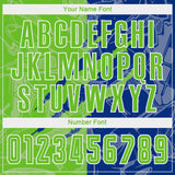 Custom Graffiti Pattern Aurora Green-Royal Scratch Sublimation Soccer Uniform Jersey
