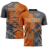 Custom Graffiti Pattern Texas Orange-Steel Gray Scratch Sublimation Soccer Uniform Jersey