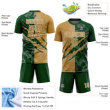 Custom Graffiti Pattern Old Gold-Green Scratch Sublimation Soccer Uniform Jersey