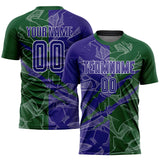 Custom Graffiti Pattern Dark Purple-Green Scratch Sublimation Soccer Uniform Jersey