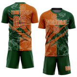 Custom Graffiti Pattern Texas Orange-Green Scratch Sublimation Soccer Uniform Jersey