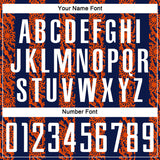 Custom Navy White-Orange Abstract Shape Sublimation Soccer Uniform Jersey