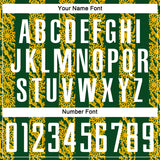 Custom Green White-Gold Abstract Shape Sublimation Soccer Uniform Jersey
