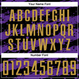 Custom Black Old Gold-Purple Splash Sublimation Soccer Uniform Jersey