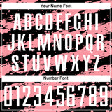 Custom Black White-Medium Pink Splash Sublimation Soccer Uniform Jersey