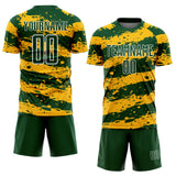 Custom Green Gold-White Splash Sublimation Soccer Uniform Jersey