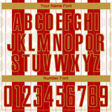 Custom Red Old Gold-White Line Sublimation Soccer Uniform Jersey