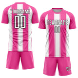 Custom Pink White-Black Line Sublimation Soccer Uniform Jersey